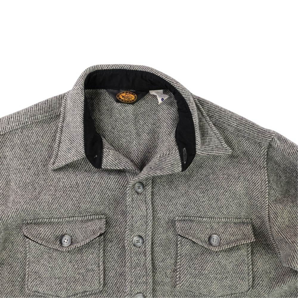 Vintage Woolrich Shirt Jacket Mens XL Gray Herringbone Wool Made In USA 8280